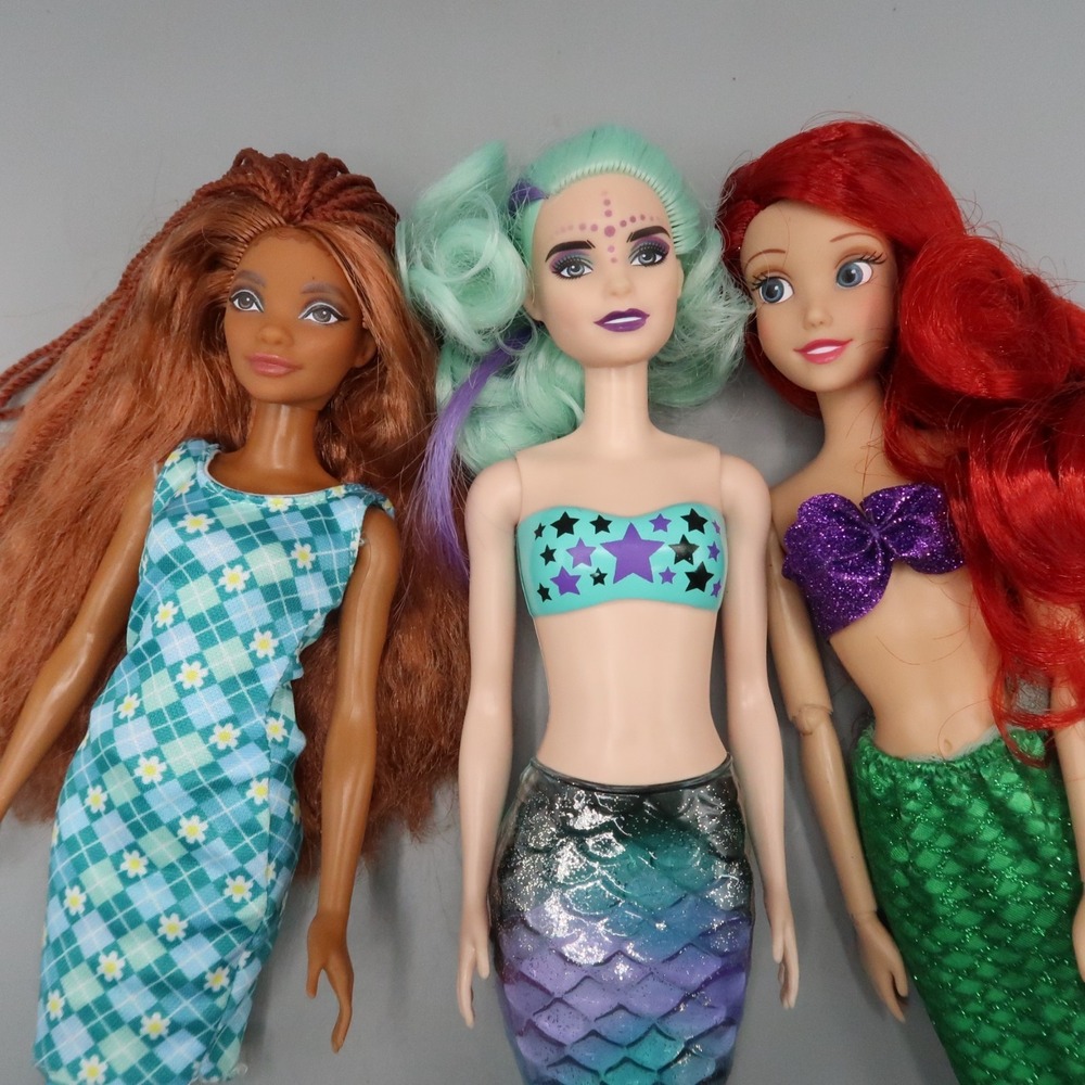 Disney Store‎ Ariel Little Mermaid  & Friend Live Mermaid Doll Mattel lot of 3